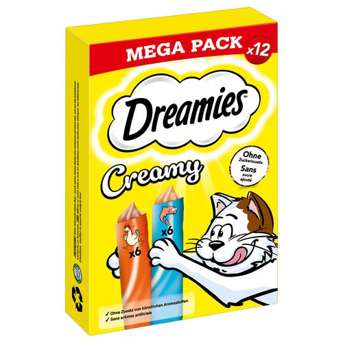 84x 10g Dreamies Creamy Snacks Huhn & Lachs für Katzen