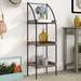 Gracie Oaks Marcia Bookshelf, Bookcase, Etagere, Corner, 3 Tier, 48"H, Office, Bedroom, Metal, Laminate, Black in Brown | Wayfair