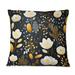 East Urban Home Artistic Essence Floral Pattern VII - Floral Printed Throw Pillow /Polyfill blend in Black/White/Yellow | Wayfair