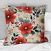 East Urban Home Vintage Romance Red Floral Bliss - Floral Printed Throw Pillow /Polyfill blend in Brown/Red/White | 16 H x 16 W x 5 D in | Wayfair
