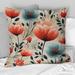 East Urban Home Vintage Romance Red Floral Bliss III - Floral Printed Throw Pillow /Polyfill blend in Blue/Brown/Red | 16 H x 16 W x 5 D in | Wayfair