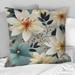 East Urban Home Antique Ivory Romance Bliss Flowers - Floral Printed Throw Pillow /Polyfill blend in Blue/Brown/White | 16 H x 16 W x 5 D in | Wayfair