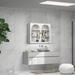 Latitude Run® 27.56"Glass Doors Modern Two-door Wall Cabinet Metal in White | 23.62 H x 27.56 W x 9.06 D in | Wayfair