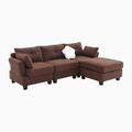 Brown Reclining Sectional - Latitude Run® Chinemerem 4 - Piece Upholstered Sectional Velvet | 33.13 H x 92.13 W x 63.13 D in | Wayfair