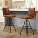 Williston Forge Jaibir Swivel 29.92" Swivel 29.92" Top Grain Leather Counter Bar Stools in Brown | 43.3071 H x 17.3228 W x 21.2598 D in | Wayfair