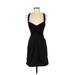 BCBGMAXAZRIA Casual Dress - Party Plunge Sleeveless: Black Print Dresses - Women's Size 4