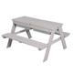 Table de pique-nique pour 4 enfants en bois gris avec 2 bacs