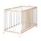 Lit bébé pliant 60x120 réglable en hêtre bio nature et blanc