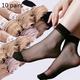 10Pairs Socks Sexy Elastic Silky Transparent Thin Short Stockings Ladies Casual Ankle Socks Solid Color