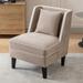 Velvet Upholstered Accent Chair w/ Cream Piping, Tan&Cream/Cream&Black