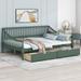 Green Full Size Daybed w/2 Drawers, Center Support Legs - Fence Design