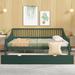 Space-saving Sofa Bed Full Size Wooden Daybed with Wheels and Support Legs - Retro Farmhouse Fence Design Bed Frame
