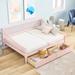 Pink Daybed Frame with 2 Drawers, Center Legs - Farmhouse Fence Design