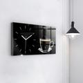 Schwarzer Kaffee Gedruckte Uhr, Schwarze Glasuhr, Moderne Wanduhr zum Essen, Benutzerdefinierte Wanduhr, Zahlen oder Linien