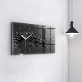 Schwarze Abstraktion Moderne Wanduhr, schwarze Glasuhr, abstrakte Hängeuhr, personalisierte Uhr, Zahlen oder Linien