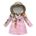 QUYUON Toddlers and Baby Girls Puffer Jacket Sale Long Sleeve Puffer Jacket Toddler Baby Floral Print Jacket Parkas Hoodies Tops for Kids Winter Thick Warm Windproof Coat Outwear Jackets Pink 6T