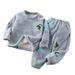 ZCFZJW 2 Piece Toddler Boys Girls Winter Fleece Pajama Set Warm Fleece Matching Sleepwear Set Cute Cartoon Pattern Long Sleeve Tops+Pants Outfits Sleepwear Blue 10 Years