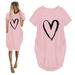 Leesechin Couple Shirts Clearance Fashion Women Valentine s Day Loose Heart Print Pockets Casual Short Sleeves Dress