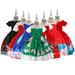 Godderr 3-13T Girls Christmas Princess Dresses for Toddler Kids Boat Neck Printed Performance Dresses Party Dress Formal Dance Gown