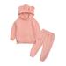 HIBRO Baby Girl Baby Blankets And Headband Kids Outfit Soft Cotton Warm Crewneck Long Sleeve Hooded Solid Color Sweatshirt Set Clothes Set For Boys Or Girls