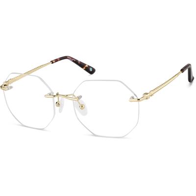 Zenni Geometric Rimless Glasses Gold Metal Frame