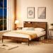 Rustic Brown Rustic Brown Full/ Queen Size Bed Frame with Charging Station and Steel Frame
