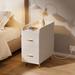 Bedside Table with Charging Station, 2 Deep Drawers and Back Shelf, Gloss