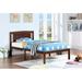 Walnut Wood Twin Size Bed Platform Bed Frame with Headboard For Kids, Slatted