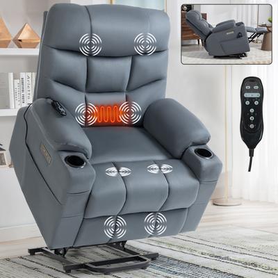 Premium Recliner Chair with 8-Point Vibration Massage, Lumbar Heating, Cup Holders, USB and Type-C Ports, Removable Cushions