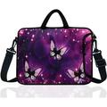 17-Inch to 17.3-Inch Neoprene Laptop Shoulder Messenger Bag Case Sleeve For 16 16.5 17 17.3 Inch Acer/Asus/Dell/Lenovo/HP/Macbook (Purple Butterfly)