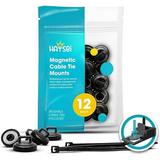 HATSBI. Multipurpose Magnetic Cable Zip Tie Mounts Neodymium Magnets Black (12 Pack). 12 Black Cable Zip Ties Included. Cable Holder for Cable Management. Holds Standard Zip Ties/Cable Ties.
