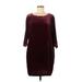 Eileen Fisher Casual Dress - Shift Scoop Neck 3/4 sleeves: Burgundy Print Dresses - New - Women's Size Medium Petite