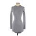 Zara Casual Dress - Sweater Dress High Neck Long sleeves: Gray Print Dresses - Women's Size X-Small