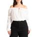 Plus Size Women's Off The Shoulder Detail Blouse by ELOQUII in Pearl (Size 26)