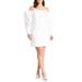 Plus Size Women's Mutton Sleeve Mini Dress by ELOQUII in White (Size 24)