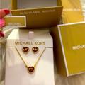 Michael Kors Jewelry | Brand New And Authentic Michael Kors Necklace And Earrings- Set. | Color: Gold/Red | Size: Os