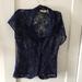 Victoria's Secret Tops | Gold Label Victoria's Secret Navy Lace Cap Sleeve Top Satin Feel Collar Small | Color: Blue | Size: S