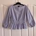 J. Crew Tops | J. Crew Long Sleeve Blue And White Striped Blouse Top Size M | Color: Blue/White | Size: M