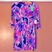 Lilly Pulitzer Dresses | Lilly Pulitzer Sophie Dress Palms Up Bright Navy Floral Dress Nwt Size Xxs | Color: Blue/Pink | Size: Xxs