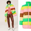 Free People Jackets & Coats | Free People / Rachel Antonoff Rainbow Colorblock Puffer Coat Jacket Parka Medium | Color: Green/Yellow | Size: M