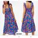 J. Crew Dresses | J. Crew Square Neck Midi Dress Blue Floral Size 00 Bk 520 New With Tags | Color: Blue/Red | Size: 00