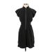 Express Casual Dress - Shirtdress Collared Short sleeves: Black Solid Dresses - Women's Size X-Small
