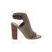 G.I.L.I. Heels: Strappy Chunky Heel Chic Tan Solid Shoes - Women's Size 7 - Open Toe