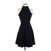 Aqua Casual Dress - A-Line Halter Sleeveless: Black Print Dresses - Women's Size X-Small