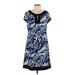 DressBarn Casual Dress - Shift: Blue Print Dresses - Women's Size 12
