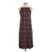 Silence and Noise Casual Dress - Slip dress: Brown Plaid Dresses - Women's Size X-Small