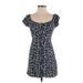 Aeropostale Casual Dress - A-Line: Blue Floral Dresses - Women's Size Small