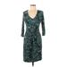 Karen Kane Casual Dress - Wrap: Teal Acid Wash Print Dresses - Women's Size Medium