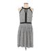 White House Black Market Casual Dress - A-Line Keyhole Sleeveless: Black Print Dresses - Women's Size 10