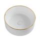 Bathroom Sink Elegant White Bathroom Vessel Sink Round Above Counter Porcelain Ceramic Vessel Sink Wash Basin Bowl for Hotel Bathroom Vanity Cabinet with Pop Up Drain and Gold Edge Decoration Lavatory